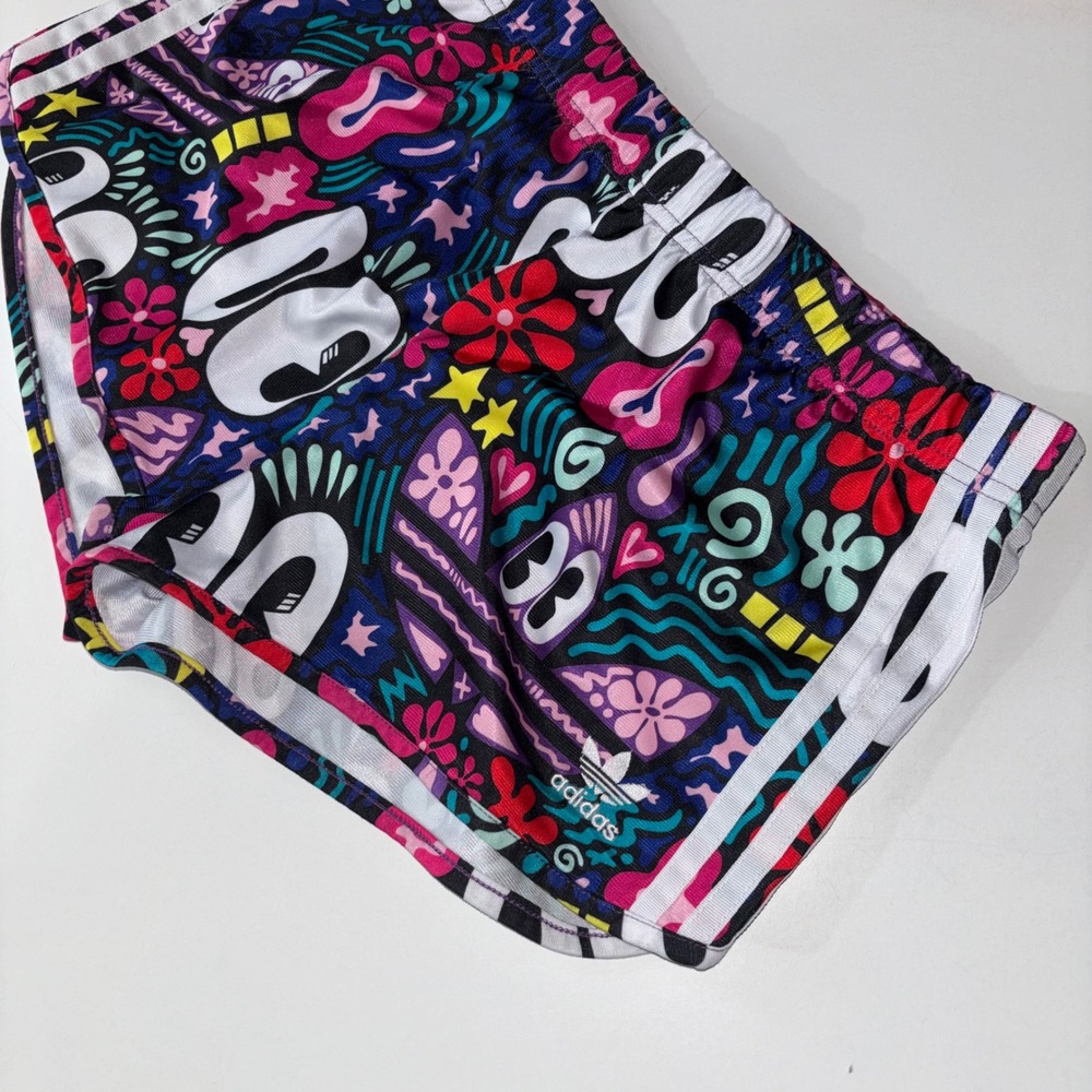 Adidas Originals Hattie Stewart Shorts Women's S Colorful Eyes Print 3 Stripe